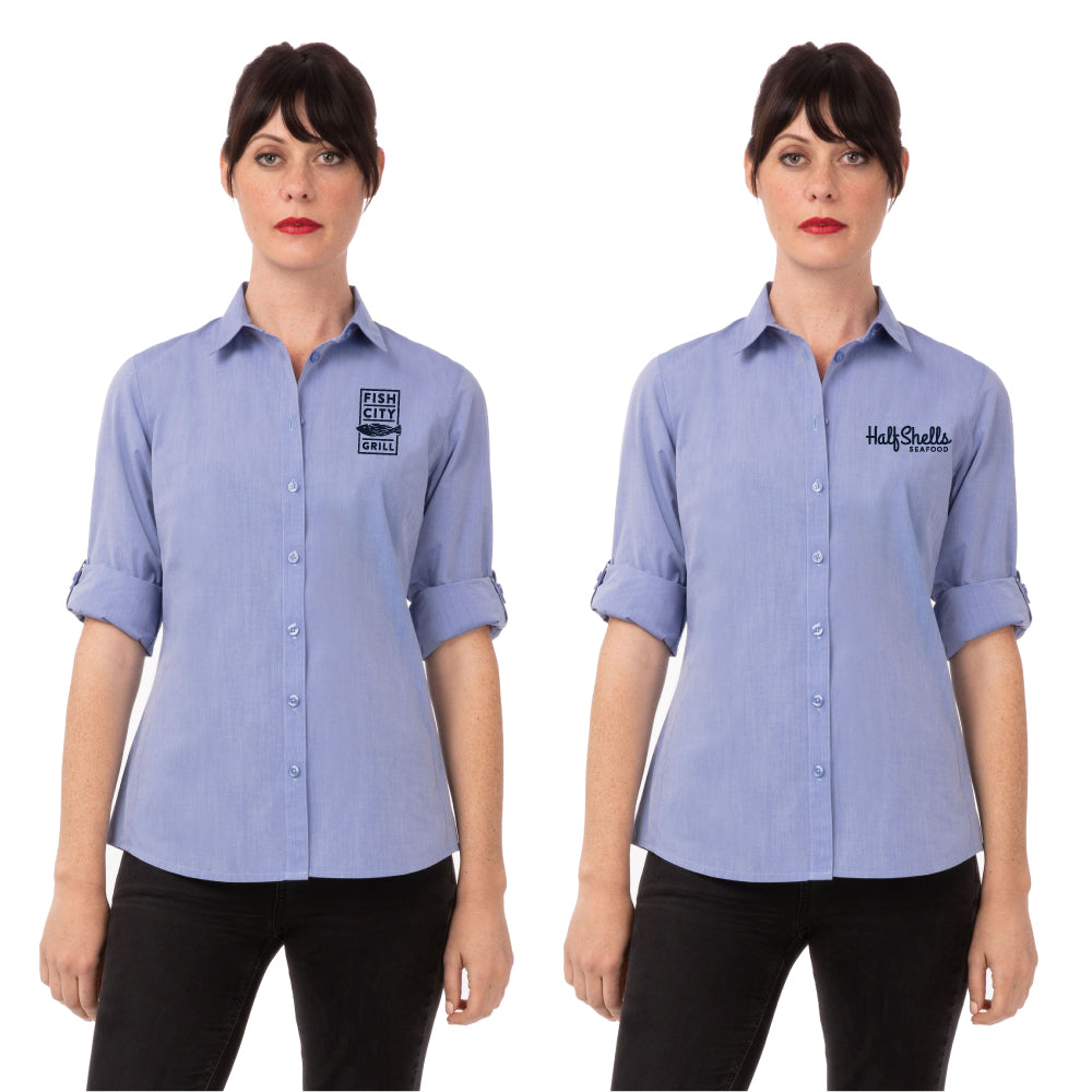 Modern Chambray L/S Dress Shirt - Women's Blue