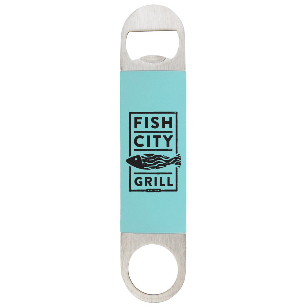 FCG Teal/Black Bottle Opener with Silicone Grip