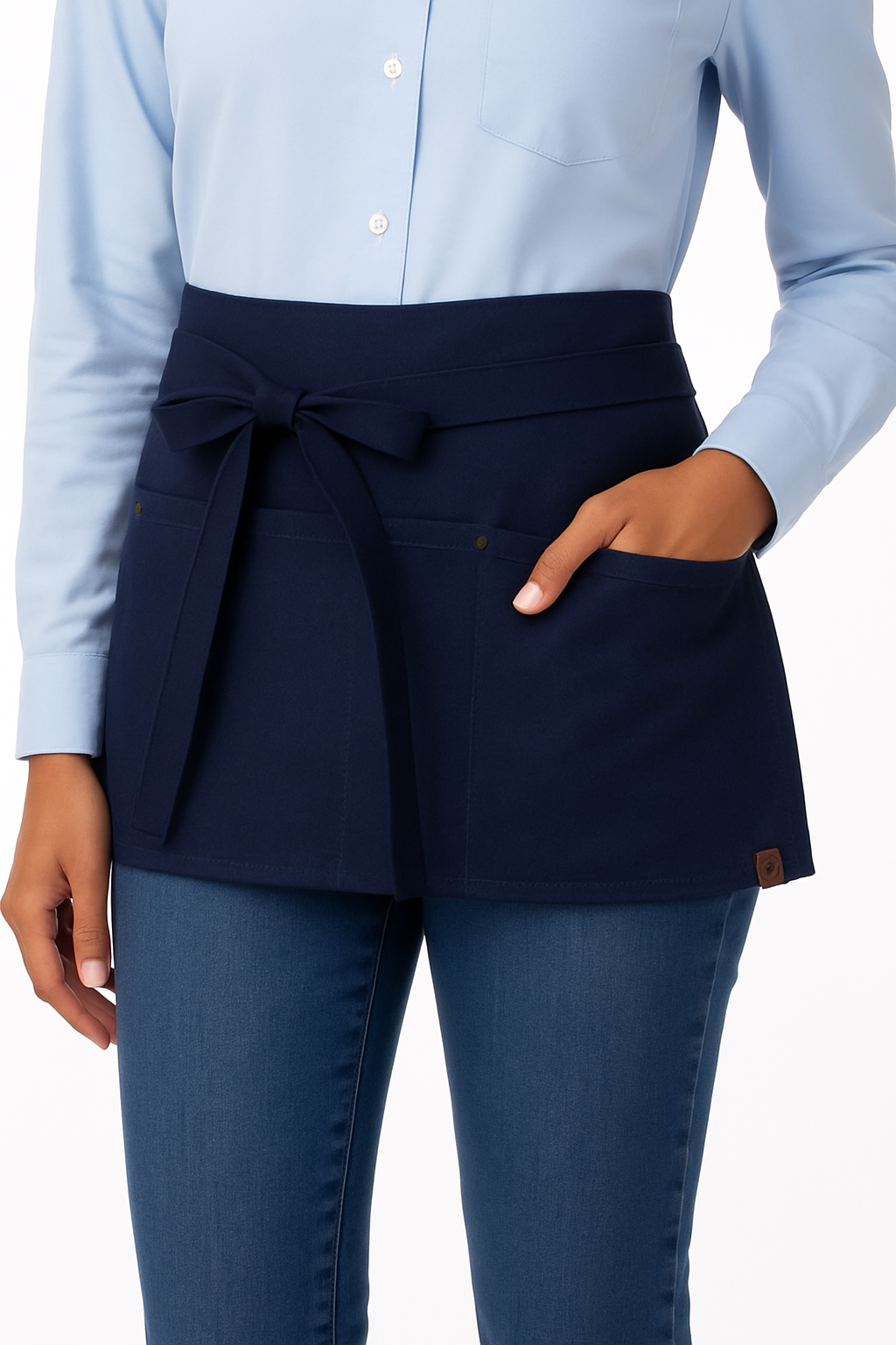 Navy Half Apron with Pockets